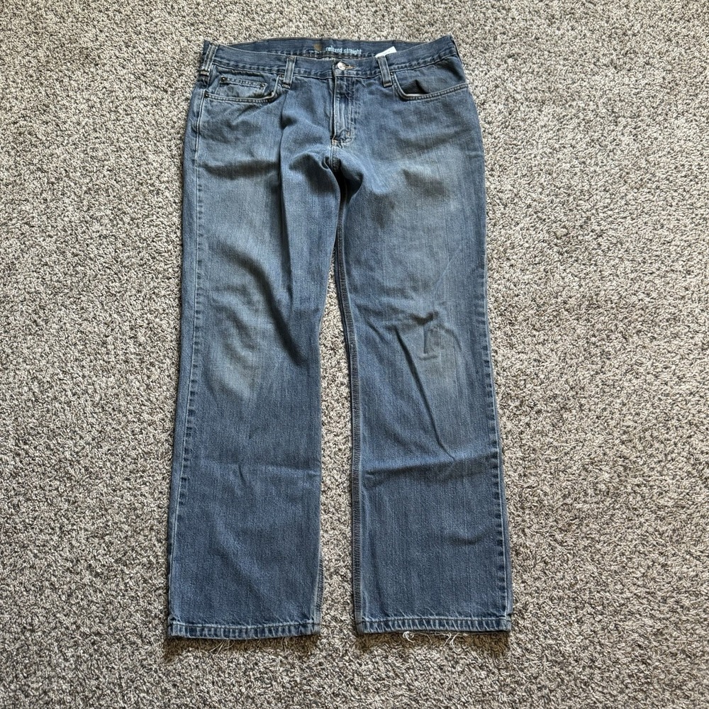 Carhartt Jeans Mens 36x32 Blue Relaxed Straight Fit B320 WTB Denim Workwear
